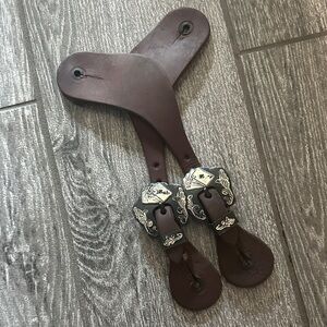 Deck of Cards silver engraved spur straps